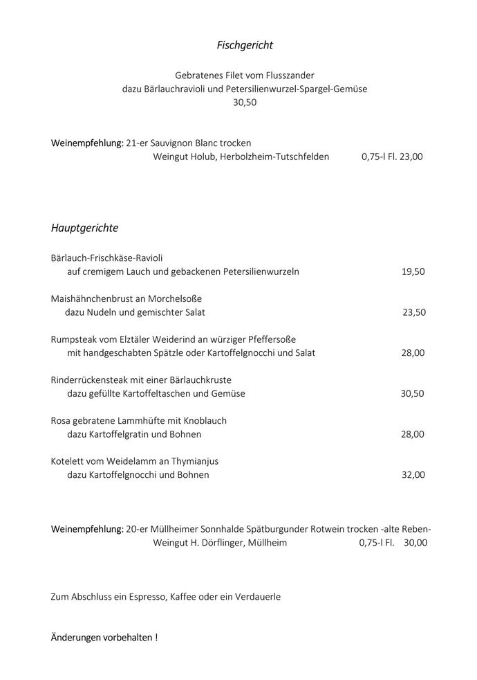 Speisekarte